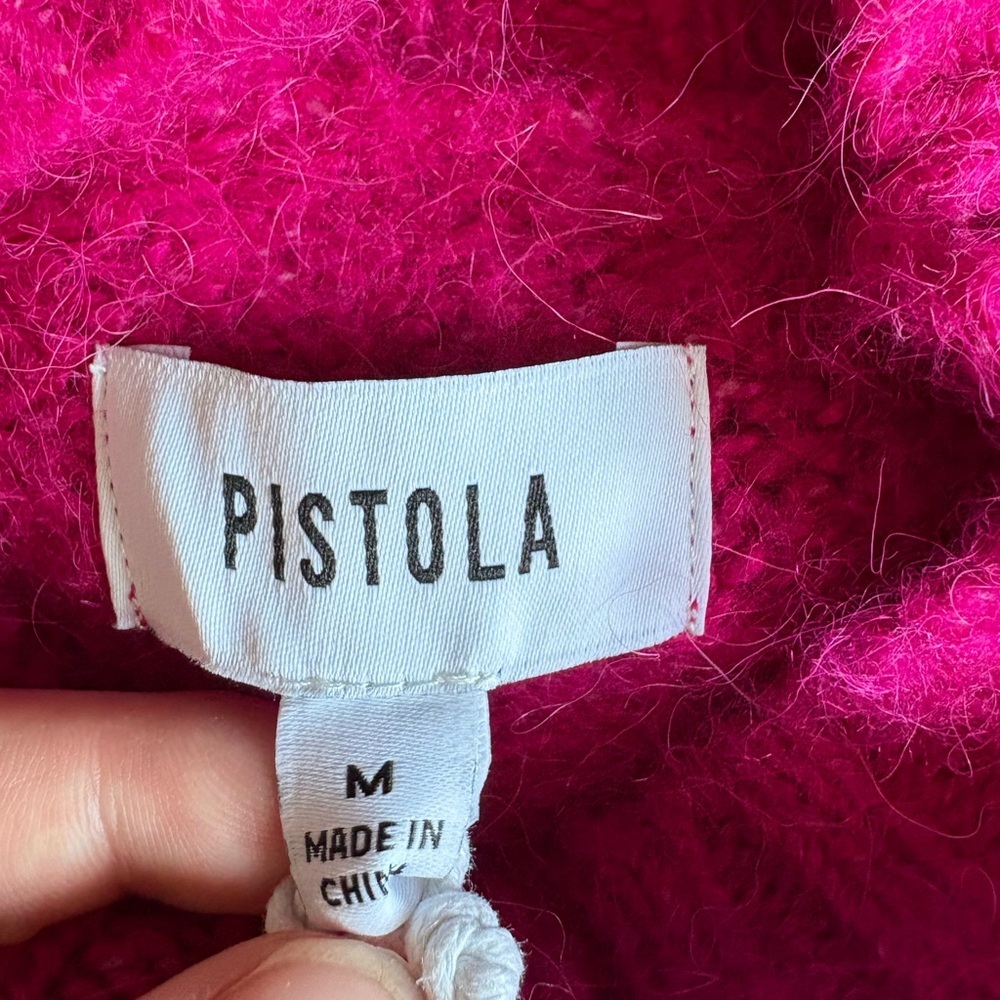 NWT Pistola Woman’s Medium OverSized Vibrant Pink Mock Neck Long-Sleeve Sweater - Picture 8 of 10